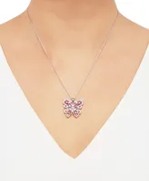 Multi-Gemstone (1-1/2 ct. t.w.) & Cubic Zirconia Butterfly 18" Pendant Necklace in Sterling Silver