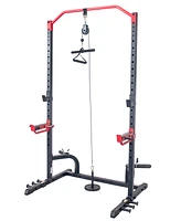 Sunny Health & Fitness Lat Pull Down Attachment for Power Rack Cages, Up to 360LBs Support
