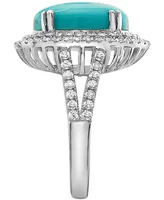 Effy Turquoise & Diamond (7/8 ct. t.w.) Halo Ring in 14k White Gold