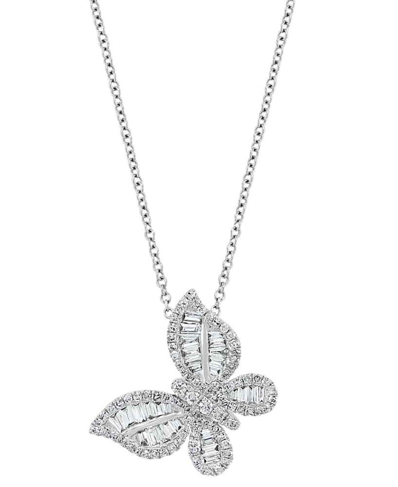 Effy Diamond Butterfly 18" Pendant Necklace (5/8 ct. t.w.) in 14k White Gold