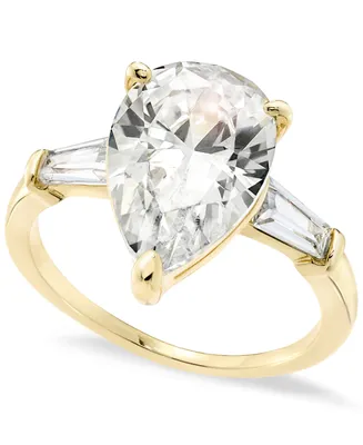 Charter Club Gold-Tone Pear-Shape & Baguette-Cut Cubic Zirconia Ring, Created for Macy's