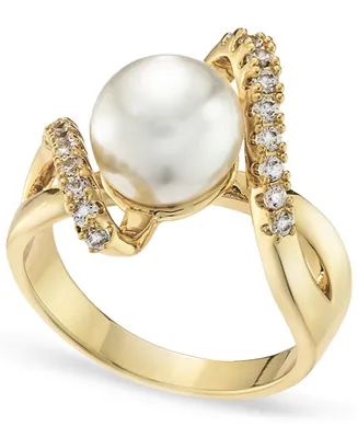 Charter Club Gold Plated Pave & Imitation Pearl Bypass Ring, Created for Macy's