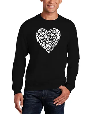 Men's Paw Prints Heart Word Art Crewneck Sweatshirt