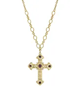 14K Gold Dipped Amethyst Cross Necklace