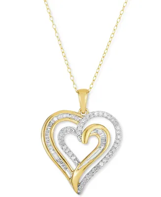 Diamond Heart 18" Pendant Necklace (1/3 ct. t.w.) in 14k Gold-Plated Sterling Silver - Gold