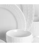 Elama Cara 16 Piece Round Porcelain Dinnerware Set in White