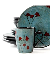 Elama Floral Accents Dinnerware Set of 16 Pieces
