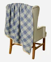 Plaid Tri-Weave Matelasse Cotton Throw Blanket, 70" x 50"