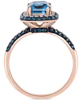 Effy London Blue Topaz (2-1/5 ct. t.w.) & Diamond (1/2 ct. t.w.) Statement Ring in 14k Rose Gold