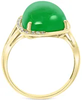 Effy Dyed Green Jade (17x12mm) & Diamond (1/10 ct. t.w.) Statement Ring in 14k Gold