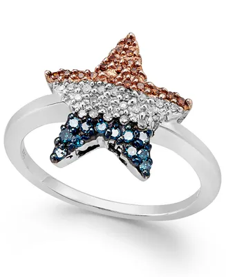 Diamond Flag Star Ring in Sterling Silver (1/4 ct. t.w.)