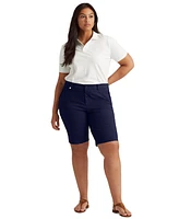 Lauren Ralph Plus-Size Stretch Cotton Shorts