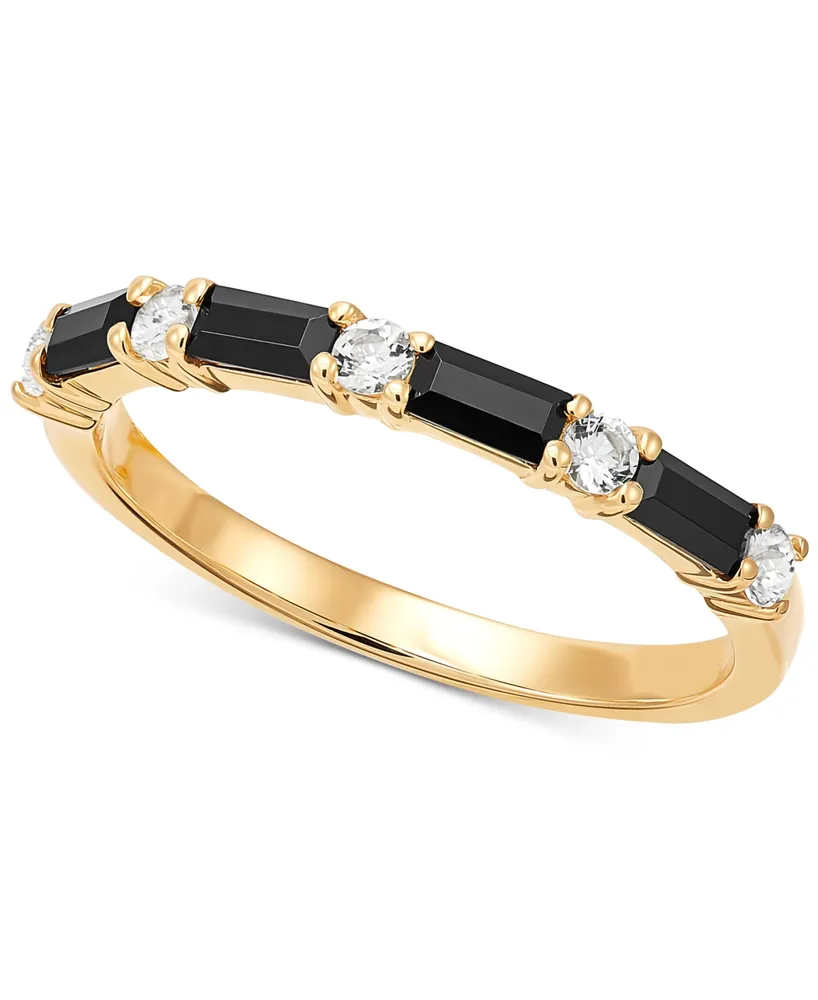 Onyx & White Topaz (1/4 ct. t.w.) Stack Ring in 14k Gold