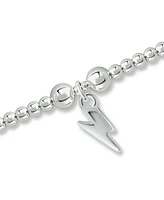 Bead Thunder Bolt Charm Bracelet in Silver Plate