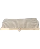 Women's Pleated Metallic Frame Clutch