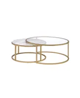 Acme Furniture Shanish 2-Piece Nesting Table Set - Faux Marble and Gold