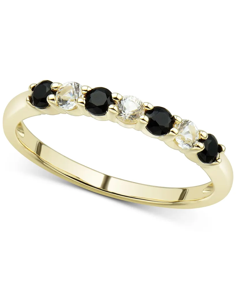 Onyx & White Topaz (1/4 ct. t.w.) Stack Ring in 14k Gold