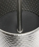 Simple Designs Hammered Metal Organizer Table Lamp with Usb Charging Port and Fabric Shade