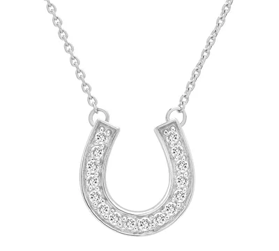 Wrapped Diamond Horseshoe Pendant Necklace (1/6 ct. t.w.) in 14k White or Yellow Gold, 17" + 2" extender, Created for Macy's