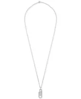 Wrapped Diamond Paperclip Pendant Necklace (1/3 ct. t.w.) in 14k White Gold, 18" + 2" extender, Created for Macy's