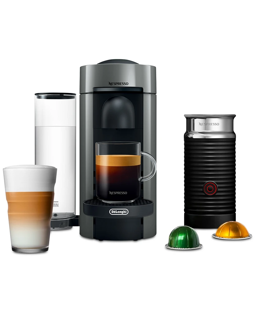 Nespresso Vertuo Plus Coffee and Espresso Machine by De'Longhi with Aeroccino, Grey