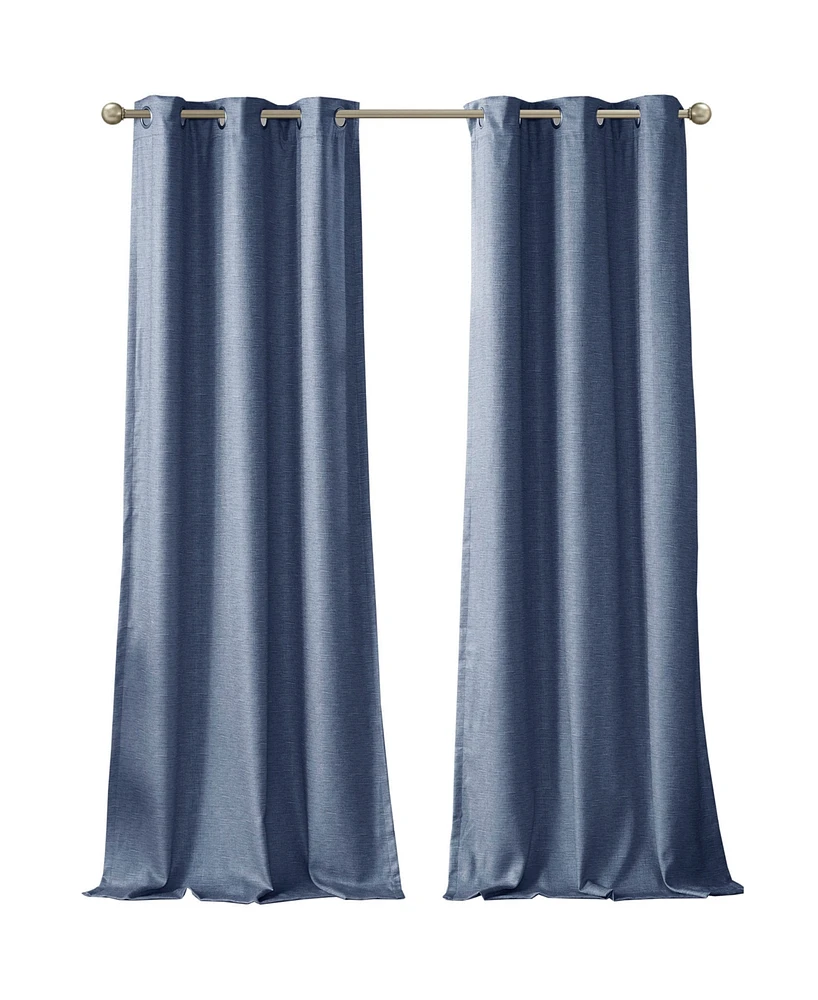 SunSmart Como Tonal Faux Silk Total Blackout Curtain Panel Pair, 42"W x 95"L