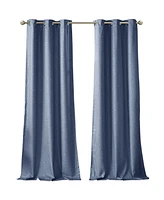 SunSmart Como Tonal Printed Faux Silk Room Darkening Curtain for Bedroom, Grommet Top Design Panels Pair for Living Room, Width 42 length 95 inches 2