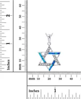 Lab-Created Blue Opal & Cubic Zirconia Star of David 18" Pendant Necklace in Sterling Silver