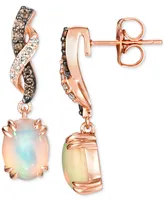 Le Vian Neopolitan Opal (1-1/5 ct. t.w.) & Diamond (1/5 ct. t.w.) Twist Drop Earrings in 14k Rose Gold