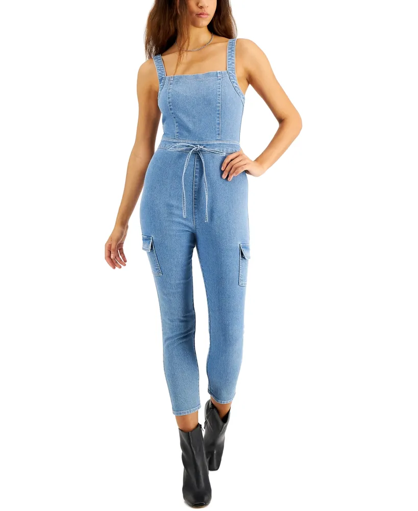 Belted Denim Jumpsuit | Shop Jumpsuits at Papaya Clothing