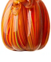 Glitzhome 5.5" H Multi Striped Glass Pumpkin