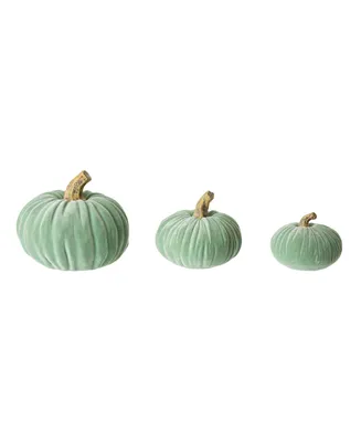 Glitzhome Set of 3 Velvet-textured Resin Pumpkins