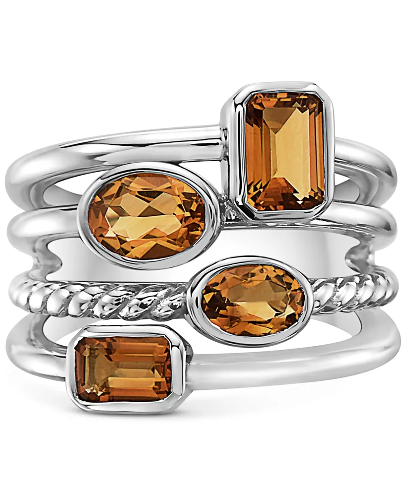 Effy Citrine Multirow Statement Ring (2-1/5 ct. t.w.) in Sterling Silver