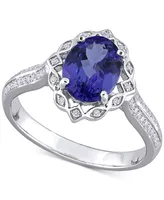 Tanzanite (1-4/5 ct. t.w.) & Diamond (1/6 Statement Ring 14k White Gold