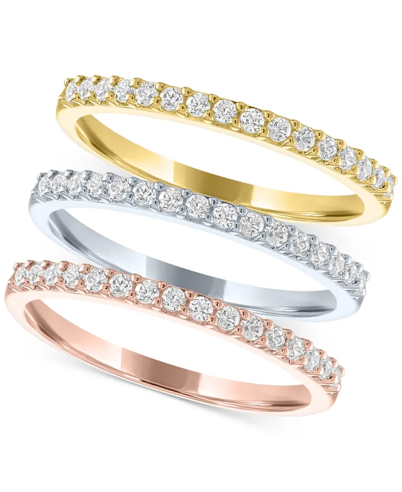 Forever Grown Diamonds 3-Pc. Set Lab-Created Diamond Stacking Rings (1/2 ct. t.w.) in Sterling Silver, 14k Gold