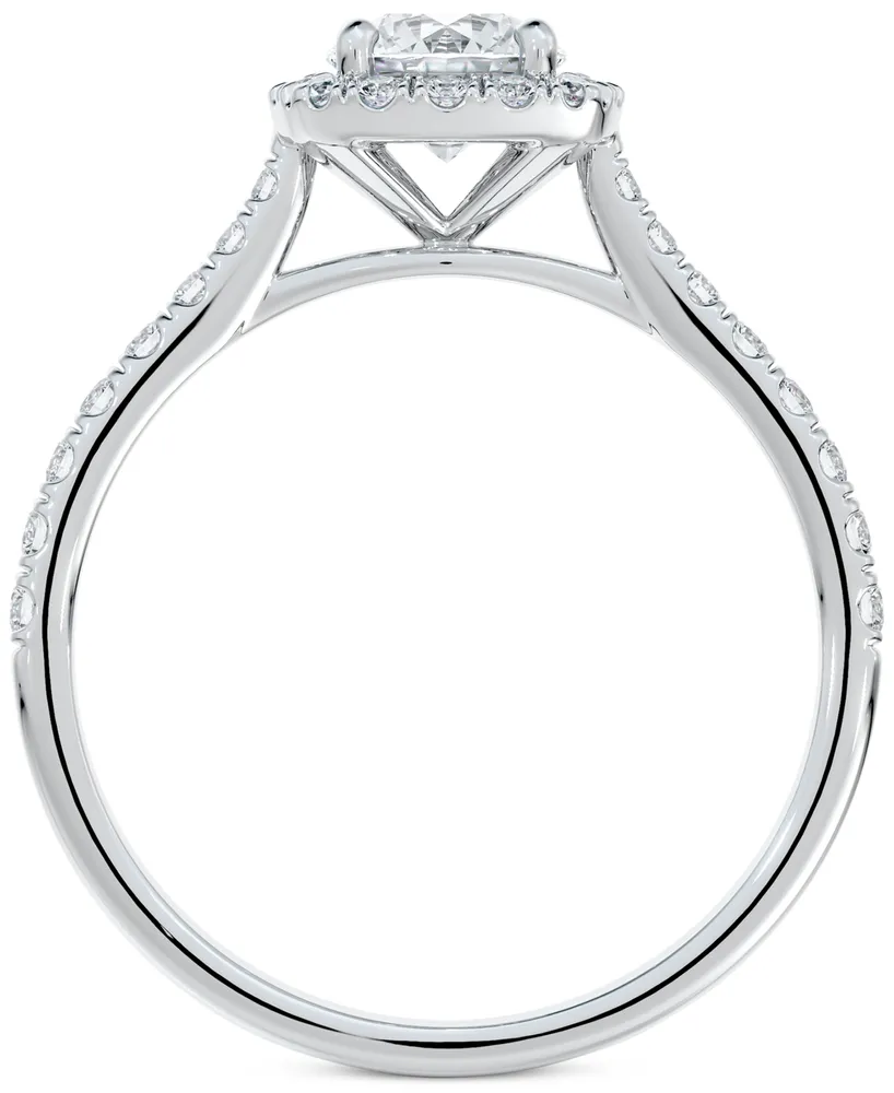 Portfolio by De Beers Forevermark Diamond Halo Diamond Engagement Ring with Pave Band (1-1/20 ct. t.w.) in 14k White Gold