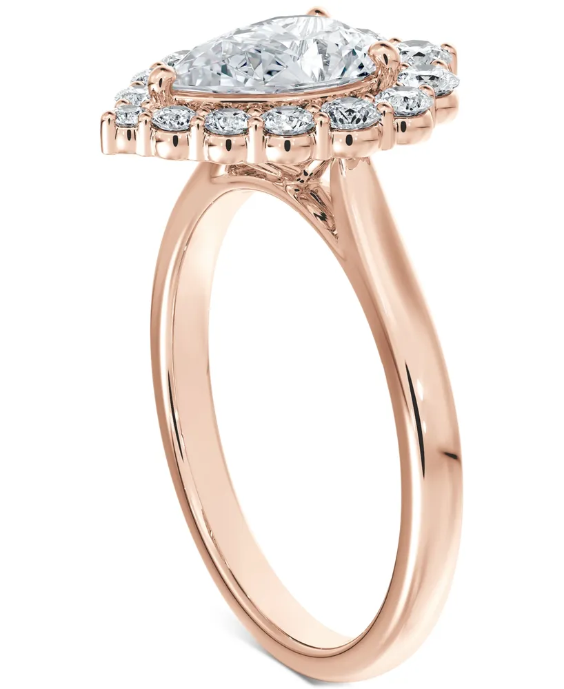 Portfolio by De Beers Forevermark Diamond Pear-Cut Halo Engagement Ring (7/8 ct. t.w.) in 14k Rose Gold