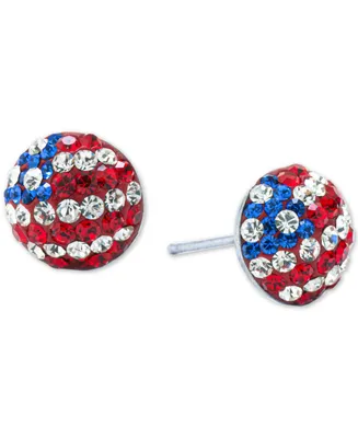 Giani Bernini Cubic Zirconia Red, White, & Blue Stud Earrings in Sterling Silver, Created for Macy's