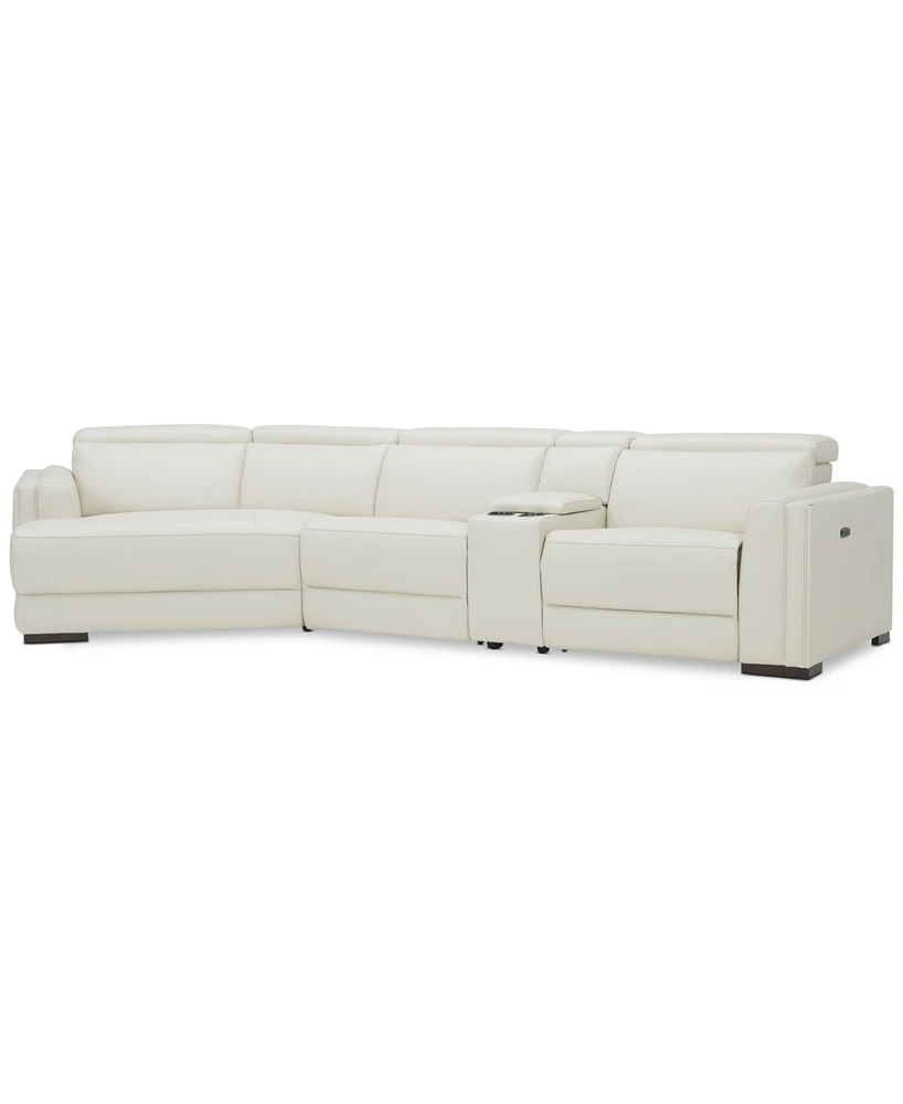 Closeout! Jenneth 4Pc Leather Cuddler Sectional with 2 Power Recliners, Created for Macy's