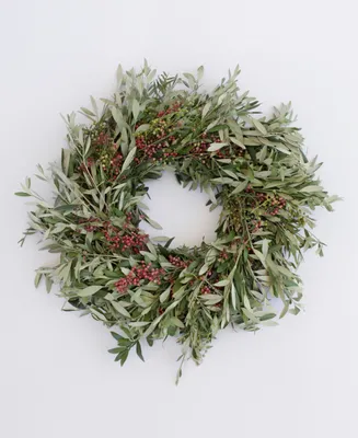 Magnolia Supply Co Fresh Olive and Pepperberry Wreath, 20"