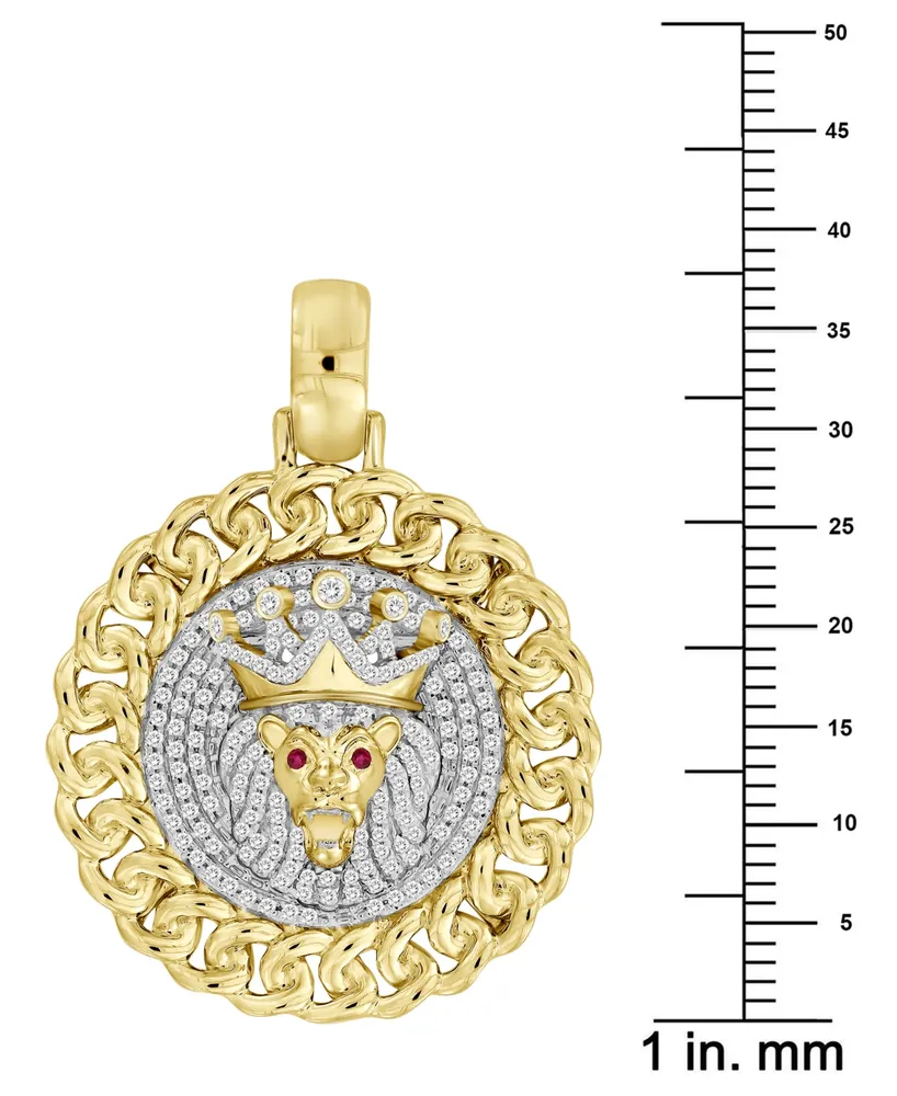 Men's Diamond (3/8 ct. t.w.) & Ruby Accent King Lion Pendant in 10k Gold