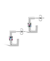 Women's Square Carabiner Clip Huggie Hoop Earrings