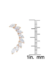 Cubic Zirconia Curved Post Rose Gold Plate Earrings