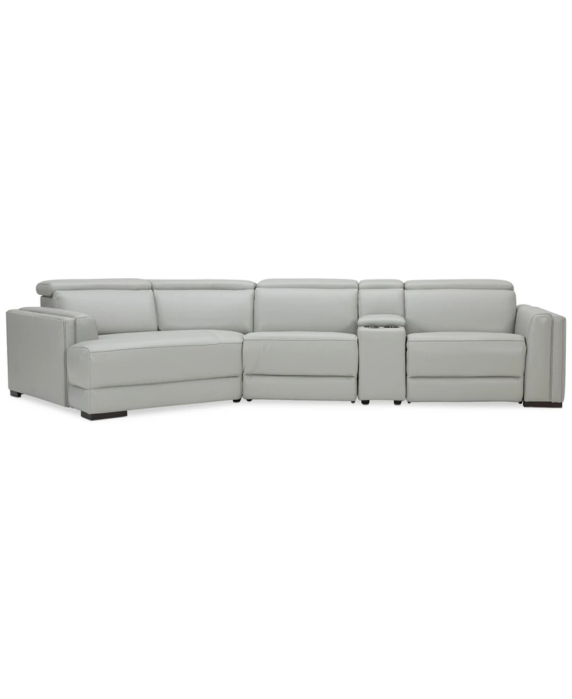 Closeout! Jenneth 4Pc Leather Cuddler Sectional with 2 Power Recliners, Created for Macy's