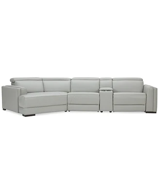 Closeout! Jenneth 4Pc Leather Cuddler Sectional with 2 Power Recliners, Created for Macy's