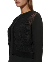 Dkny Lace-Front Open-Front Cardigan