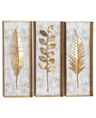 Contemporary Floral Wall Decor, Set of 3 - Gold