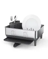 Simplehuman Compact Steel Frame Dish Drying Rack, Brushed Stainless Steel, White Plastic