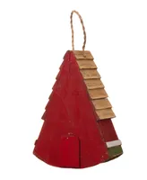 Glitzhome Distressed Watermelon Birdhouse, 11"