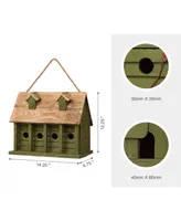 Glitzhome Oversized Distressed Cottage Birdhouse, 14.25"